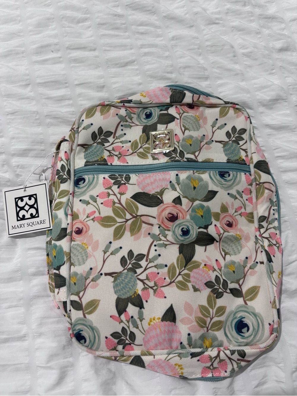 Peach Floral Bible Cover 10.5”x8"x2.5" Mary Square 20398 Zippered Case NEW